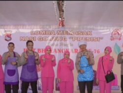 Kapolsek Pringgabaya Akp Totok Suharyanto,SH Juara I Lomba Memasak HUT Bhayangkara ke 76.
