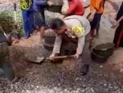 Bhabinkamtibmas Gumantar Kayangan, Bersama Warga Binaan Gotong Royong Bangun Masjid Darulsalam