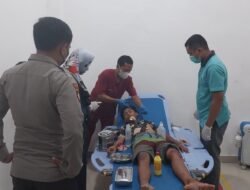 Terjadi Laka Lantas Tunggal Anggota Polsek Poto Tano KSB datangi TKP dan Bantu Korban Laka