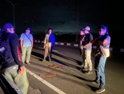 Polsek Pujut Datangi TKP Laka Lantas Tunggal Di Jalan By Pass BIL-Mandalika.